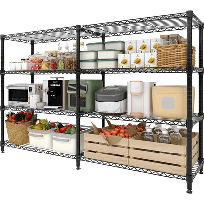 Heavy Duty 4-Tier Storage Shelves Adjustable Metal Wire Shelf, 1060 lbs Capacity Ideal for Kitchen, Pantry, Garage