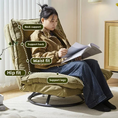 New rotating sofa chair, living room balcony fabric lazy sofa, adjustable backrest rotating leisure chair swivel chair