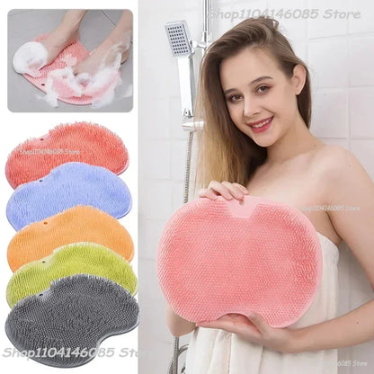 Silicone Rub Back Brush Bathroom Non-slip Wash Foot Pad Massage Shower Mat with Sucker Bath Massage Foot Exfoliating Brush Pad