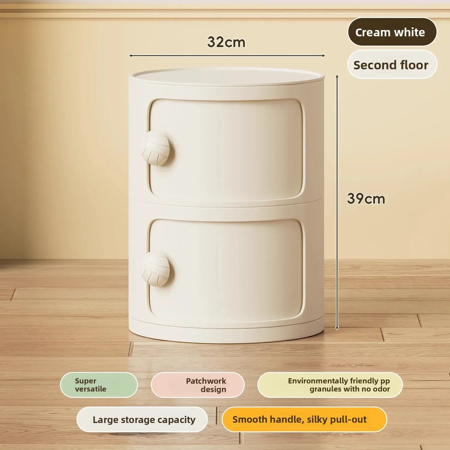 Bedside table Cream wind multi-layer cylindrical bedroom locker Ornament storage cabinet