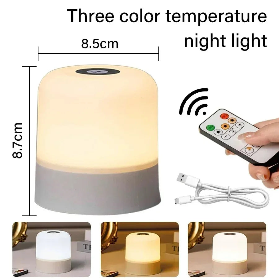 Dimmable Touch Night Light Rechargeable Remote Control Night Light RGB Table Lamp Ambient Light for Bedroom Living Room