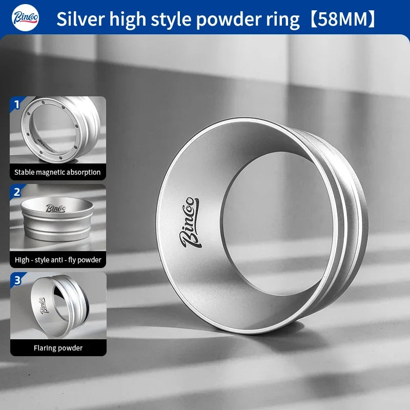 Bincoo Universal Portafilter Dosing Ring, 3.2cm Anti-Spill Aluminum Funnel with Strong Magnets Fits 51mm and 58mm Coffee Handles