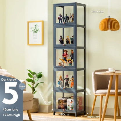 Handmade display cabinet, imitation glass transparent dustproof display cabinet, Lego toy acrylic storage box, bookshelf shelf