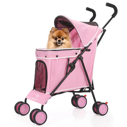 Travel Portable Dog Stroller, Pet Stroller for Small Puppy Dogs & Cats, Up to 33 lbs, Dark Grey