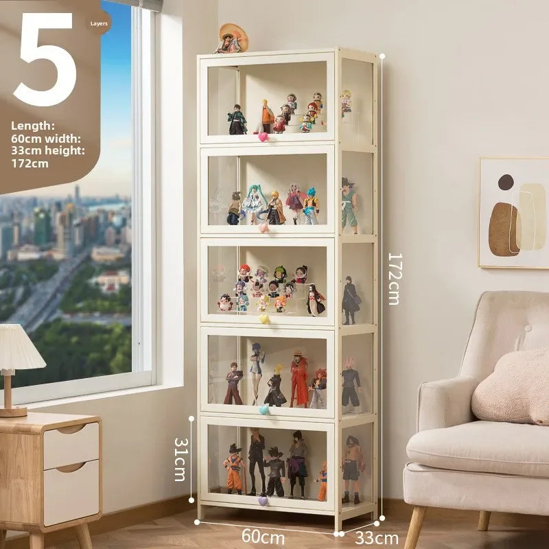 Figure Lego Display Cabinet Household Cream Wind Dustproof Acrylic Transparent Model Toy Blind Box Display Cabinet