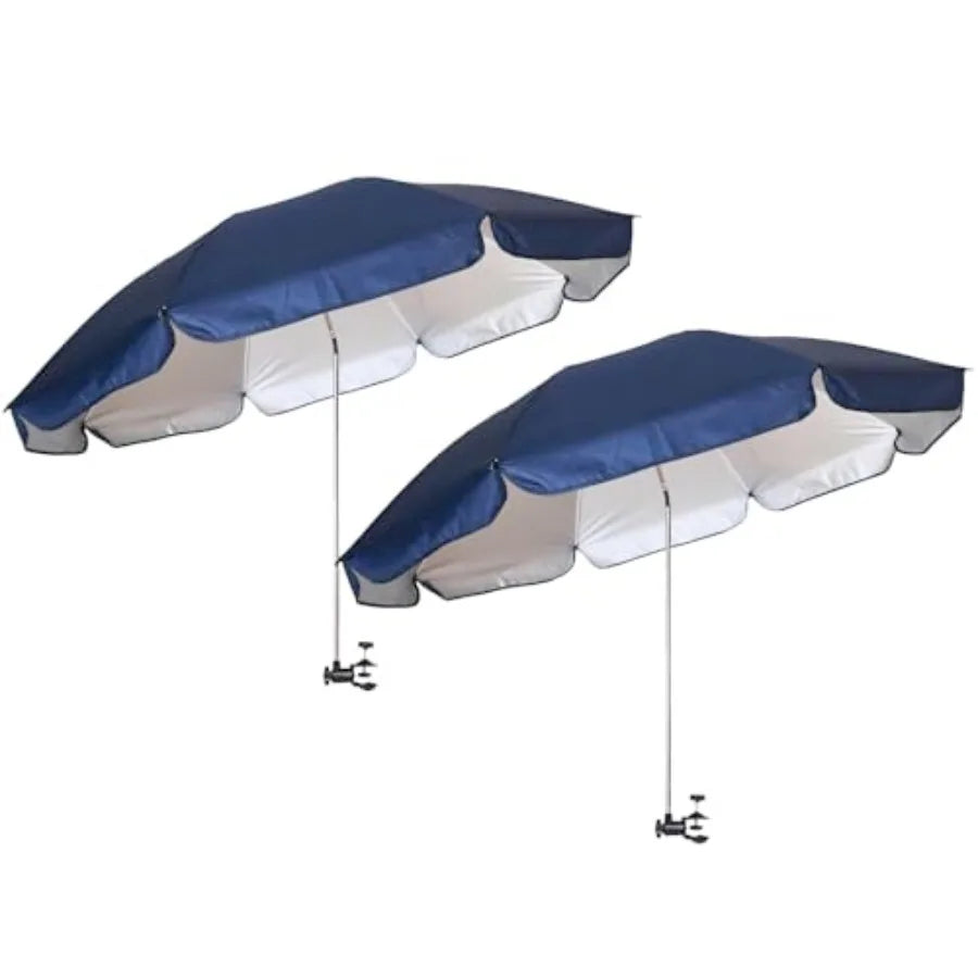 XL Chair Umbrella with Universal Clamp Adjustable 47 Inch and 360-degree Swivel UPF 50+ Portable Clamp on Camping or Beach Chai