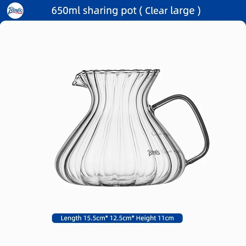 Bincoo 500ml / 600ml Glass Hand Drip Coffee Pot Carafe Share Pot Pour Over Coffee Server Drip Coffee Pot