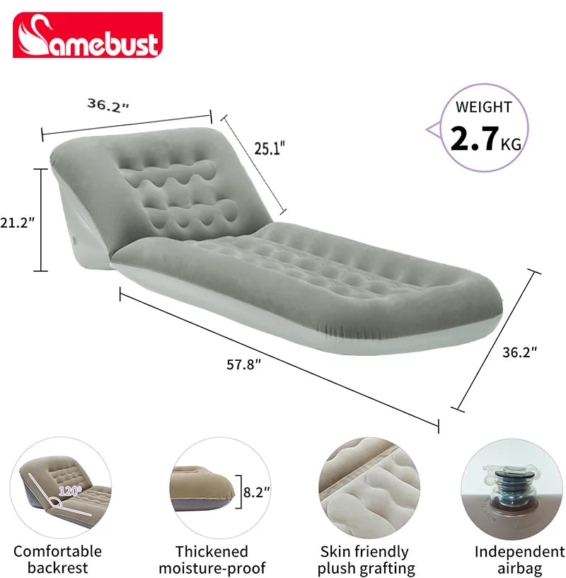 Camebust Inflatable Airbed, Adjustable Outdoor Camping Mattress, Thickened Flocked Pvc Material, Portable Travel Sleeping Pad