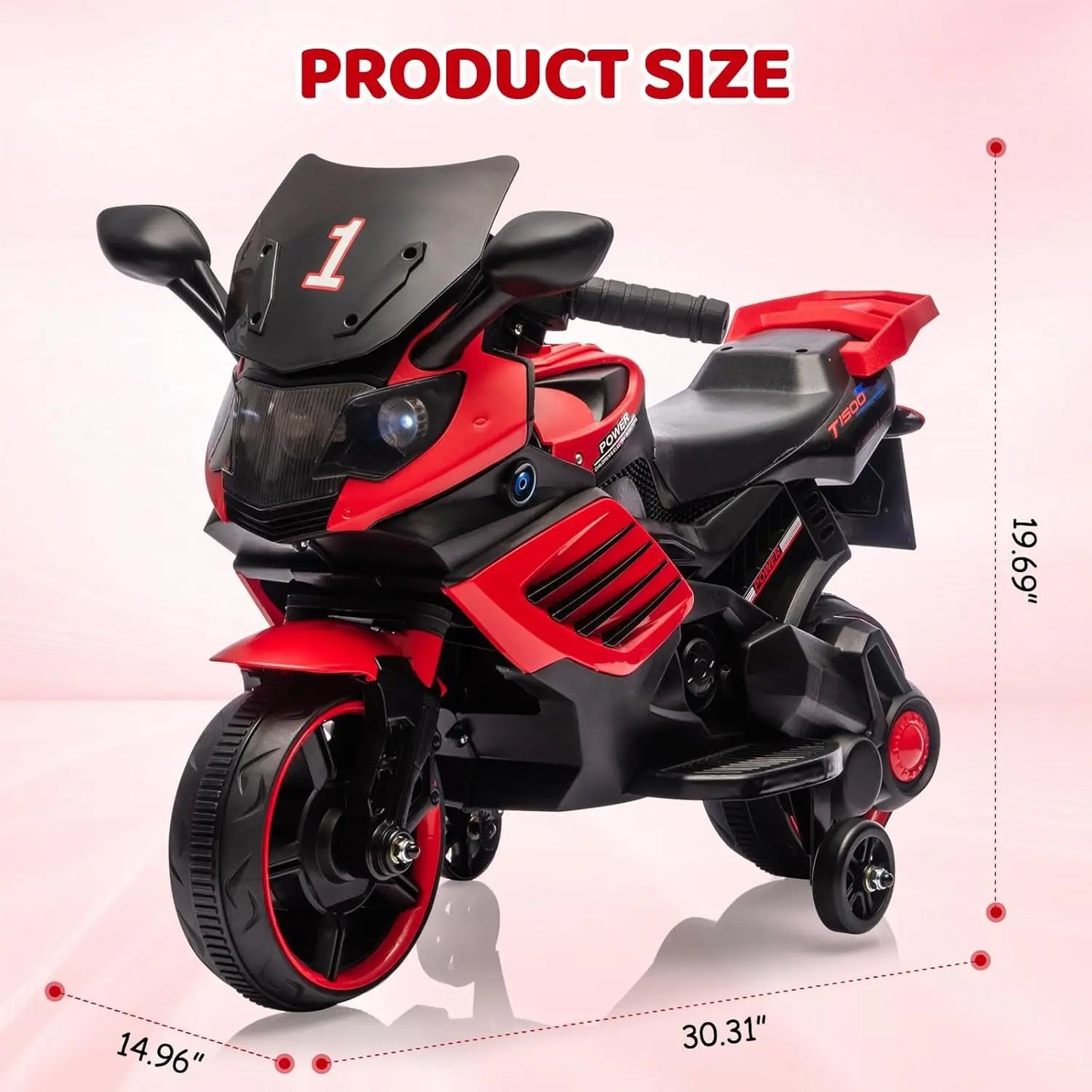 6V Kids Motorcycle, Electric Ride On Car Toy with Training Wheels,Headlight, Horn & Music for Toddlers Boys Girls Ages 3-6 Years