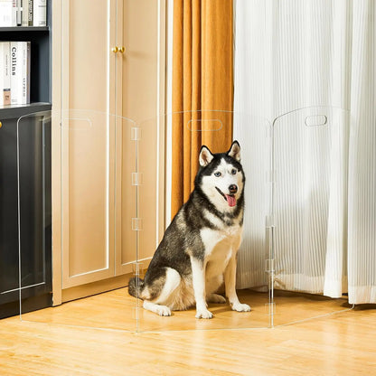 Clear Acrylic Pet Gate - 32" Tall Folding Barrier for Doorways & Stairs, Indoor Fence for Dogs & Cats