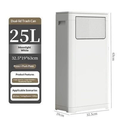 Touchless Motion Sensor Trash Can Dual Lid Hands Free Kitchen Large Capacity Outdoor Commercial Garbage Bin Lixeira Banheiro