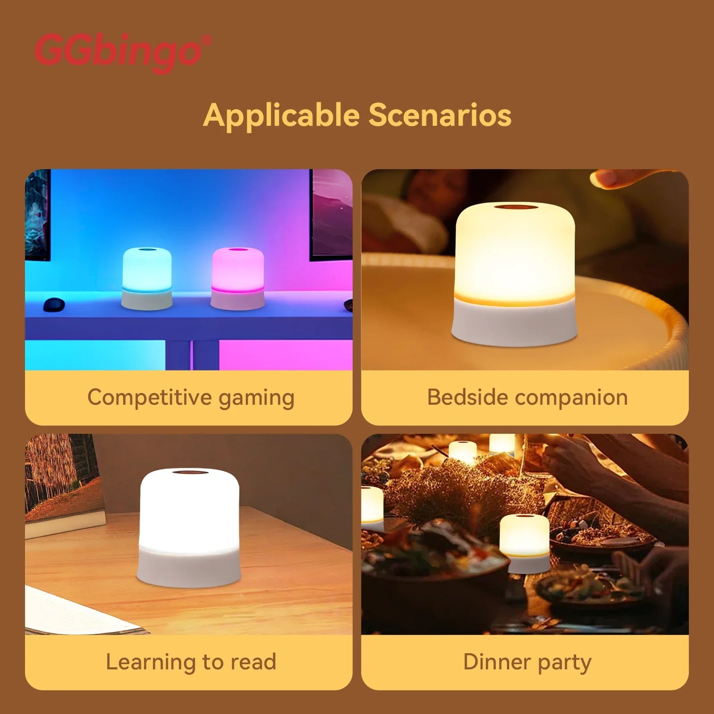 GGbingo Touch Night Light Rechargeable Remote Control Night Light RGB Dimmable Table Lamp Ambient Light for Bedroom Living Room