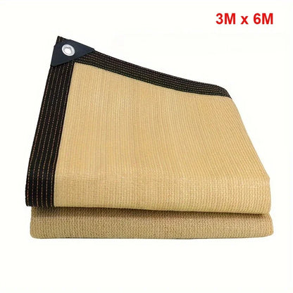 Thick Heavy-Duty Plastic Garden Sun Shade Net, Beige - Large Square UV Block, Sunshade Sail for Outdoor Patio and Yard Protectio