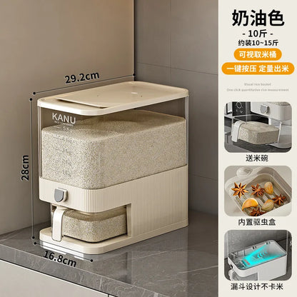 High-end pressing rice bucket, insect-proof and moisture-proof sealing, household food-grade rice box, flour storage container