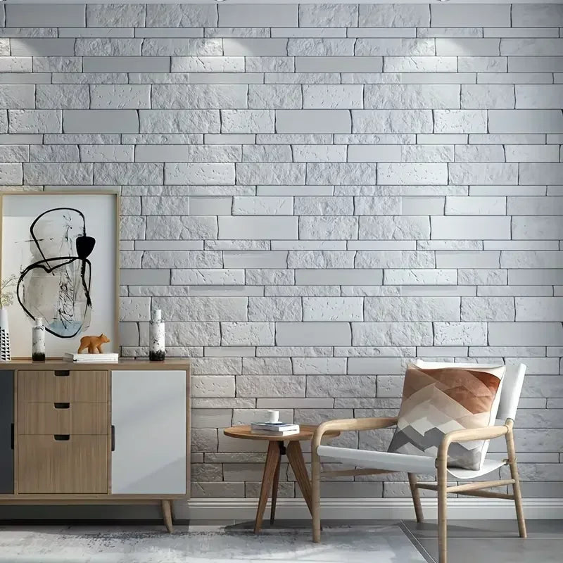 5-15pcs 35cm x 35cm 3D Self-adhesive Solid Color Wall Sticker Waterproof DIY Living room  Background Brick Pattern Home Decor ﻿