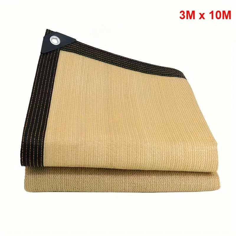 Thick Heavy-Duty Plastic Garden Sun Shade Net, Beige - Large Square UV Block, Sunshade Sail for Outdoor Patio and Yard Protectio