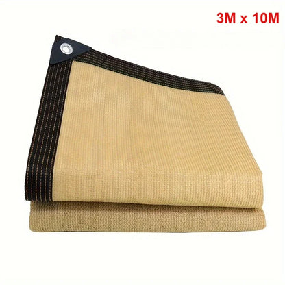 Thick Heavy-Duty Plastic Garden Sun Shade Net, Beige - Large Square UV Block, Sunshade Sail for Outdoor Patio and Yard Protectio