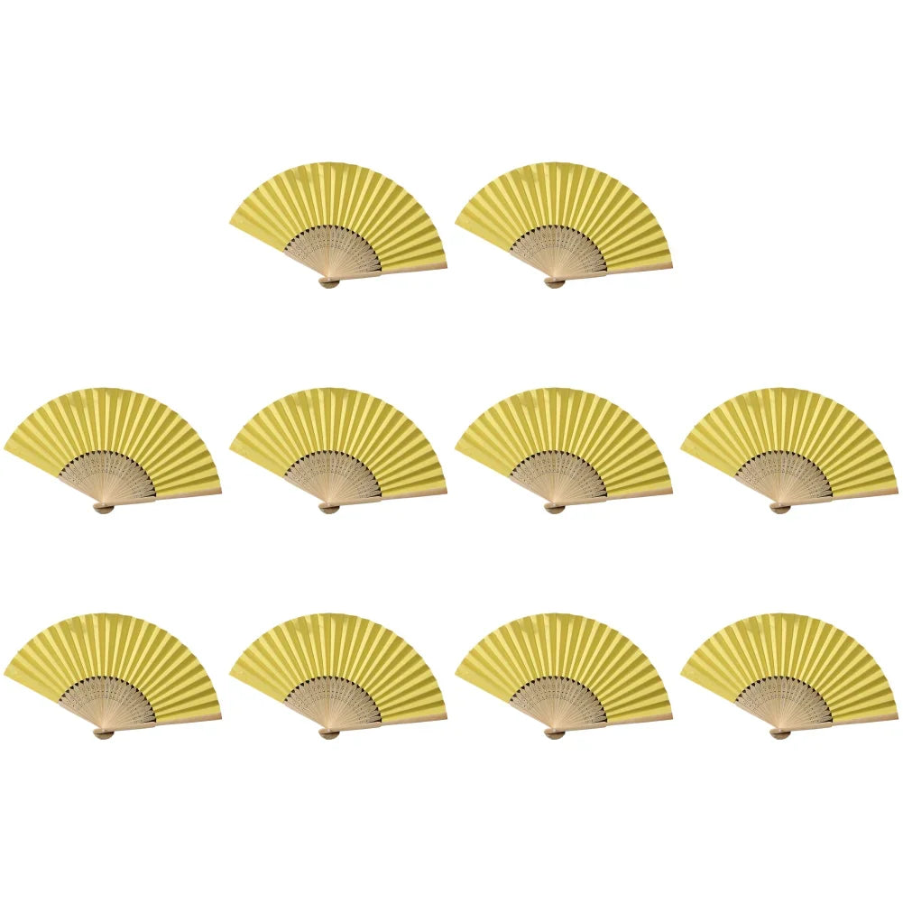 Hand Fan Bamboo Paper Fan Pocket Folding Fan Solid Color Guest Fans DIY Guest Gift for Wedding Birthday Summer Party