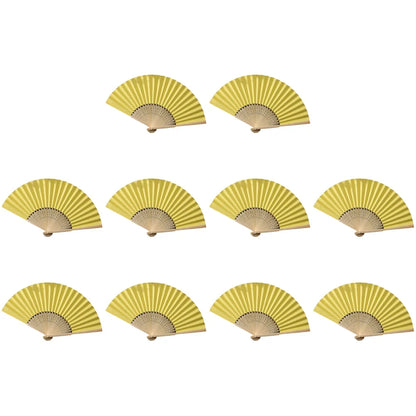Hand Fan Bamboo Paper Fan Pocket Folding Fan Solid Color Guest Fans DIY Guest Gift for Wedding Birthday Summer Party