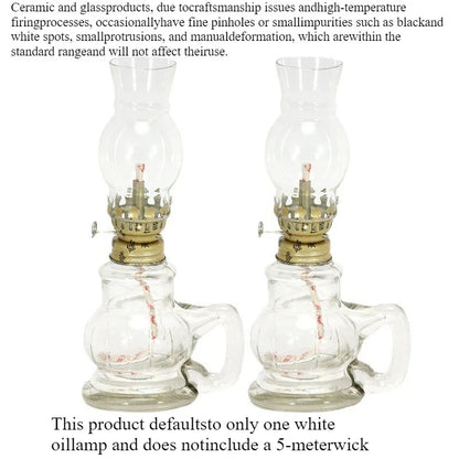 1/2 Pcs Retro Windproof Glass Lamp Mini Kerosene Oil Lamps with Handle for Indoor Use Emergency Lighting Christmas Wedding Decor