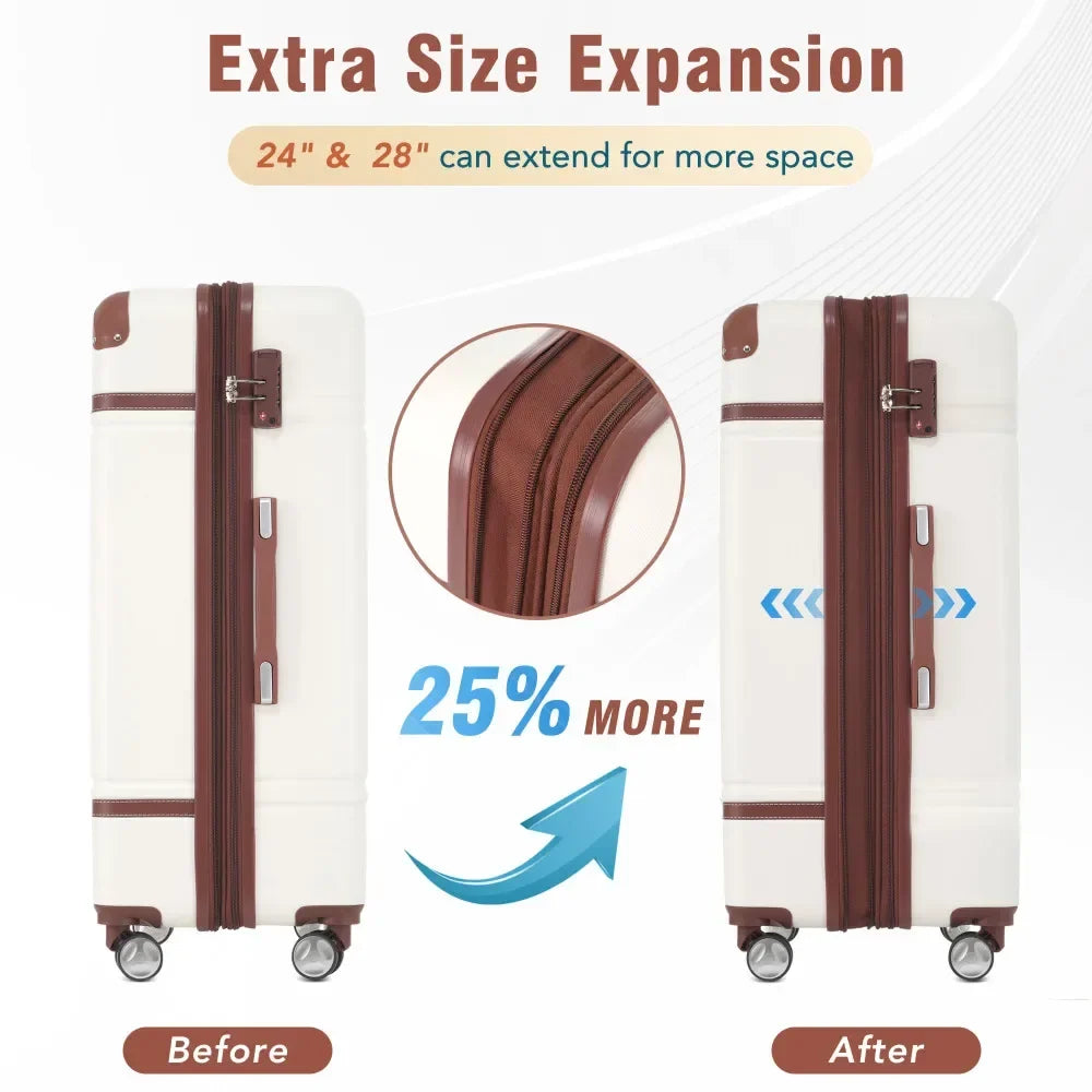 3 Piece Hardshell Luggage Set 20/28 Inch with Cosmetic Case Lightweight Spinner Suitcase TSA Lock Travel Luggage