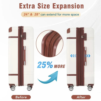 3 Piece Hardshell Luggage Set 20/28 Inch with Cosmetic Case Lightweight Spinner Suitcase TSA Lock Travel Luggage