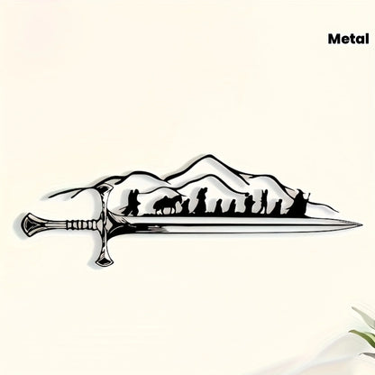 "The Fellowship of the Ring" Metal Wall Art - Retro Iron Silhouette Mural, Frodo and Sam, Fantasy Home Decoration for LOTR Fans