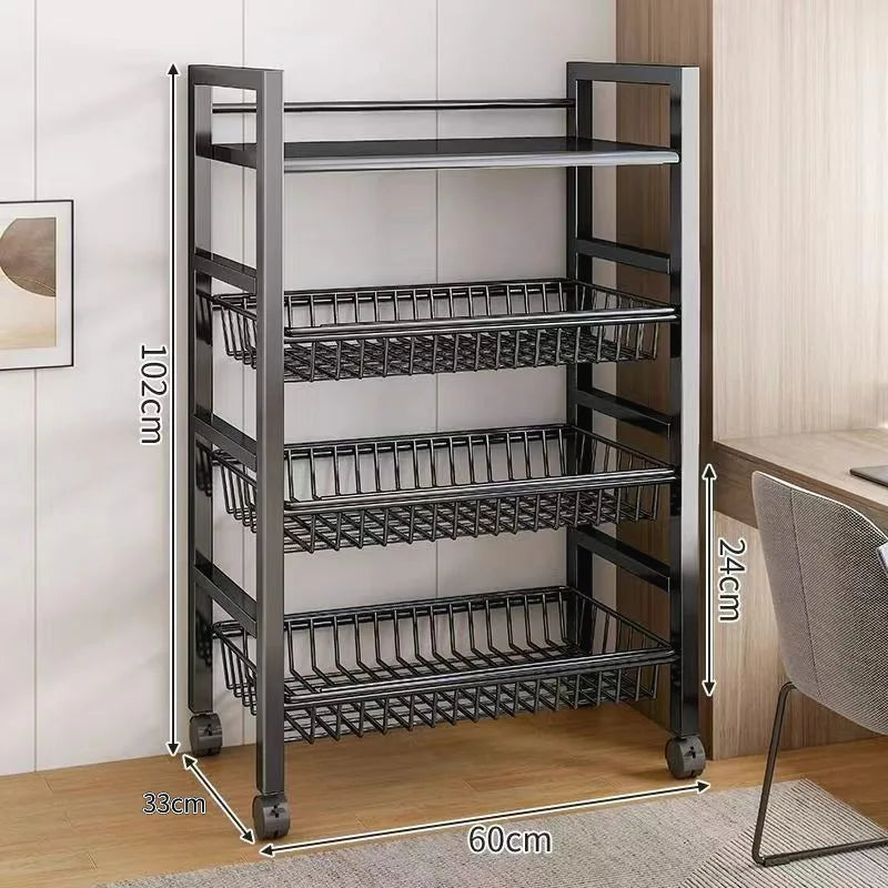 Multi-purpose mobile storage rack detachable mesh basket kitchen storage rack balcony living room shelf