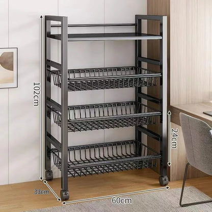 Multi-purpose mobile storage rack detachable mesh basket kitchen storage rack balcony living room shelf