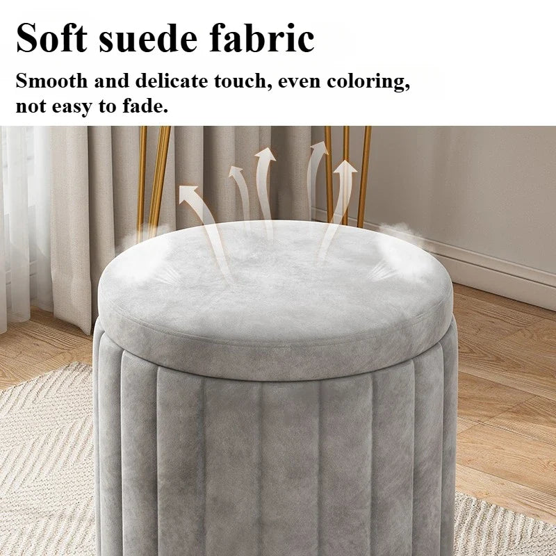 Fashion Storage Stool, Shoe Changing Stool, Makeup Stool, Bedroom Dressing Table Round Stool, New Round Stool with Storage Space