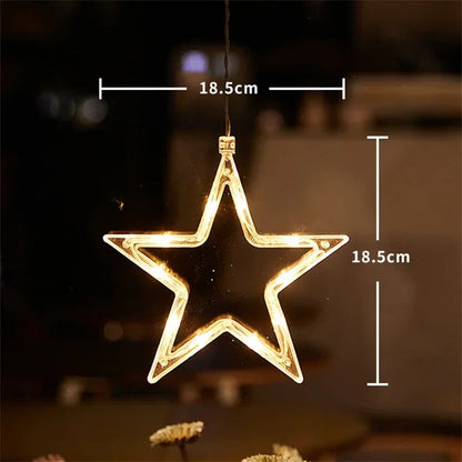 Christmas LED Snowflake Light Santa Hanging Sucker Lamp Window Ornaments Decoration for Home Xmas New Year Decor String Lights