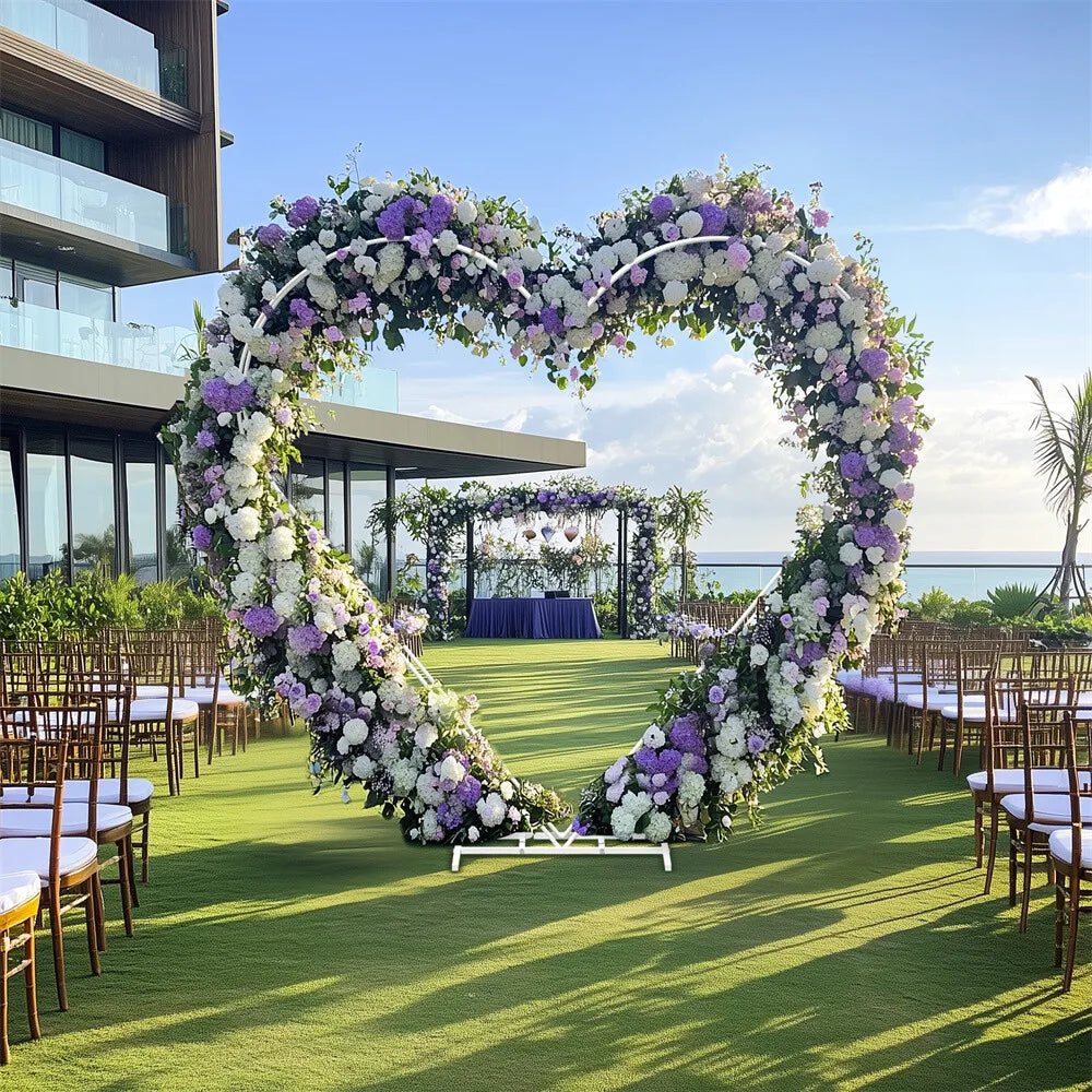 Large Double Pole Heart Shape Wedding Arches Metal Backdrop Stand Antirust Arbor