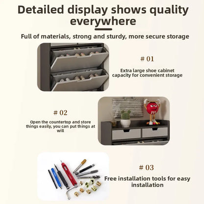 Tipping bucket shoe cabinet, outer entry shoe rack, balcony, entrance cabinet, living room large-capacity storage cabinet