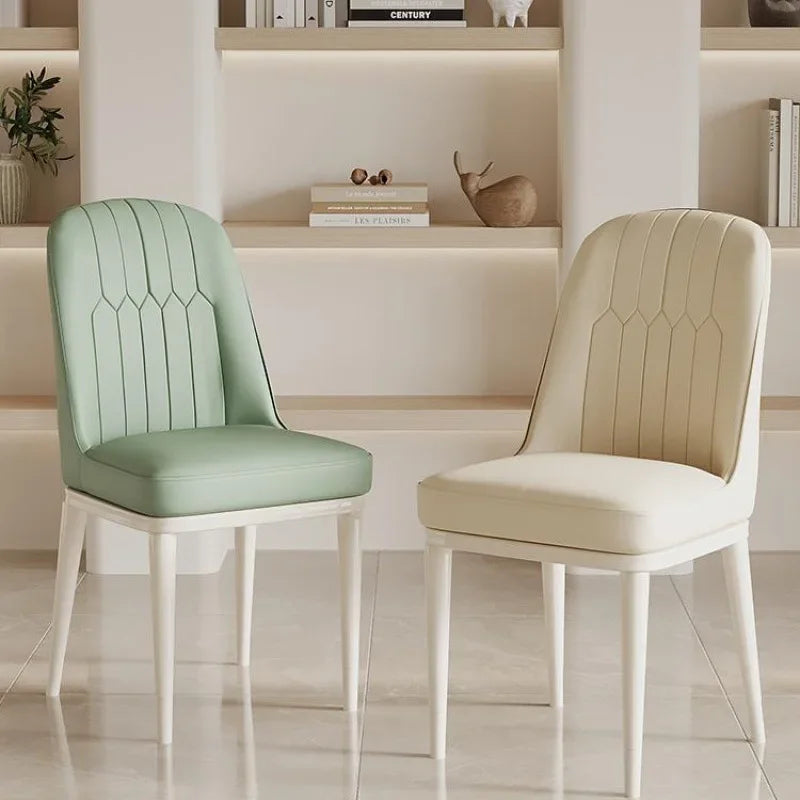 Modern Upholstered Padded Creamy Dining Chair Soft High Back Minimalist Kitchen Dining Cafe Hotel Stool Home House Furniture