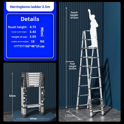 Stainless steel telescopic ladder Multifunctional  herringbone ladder Portable folding ladder Bamboo ladder Lifting ladder