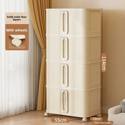 Large Capacity Cream Wind Storage Cabinet Quilt Wardrobe Free Installation Folding Storage Shelf Storage Box Locker