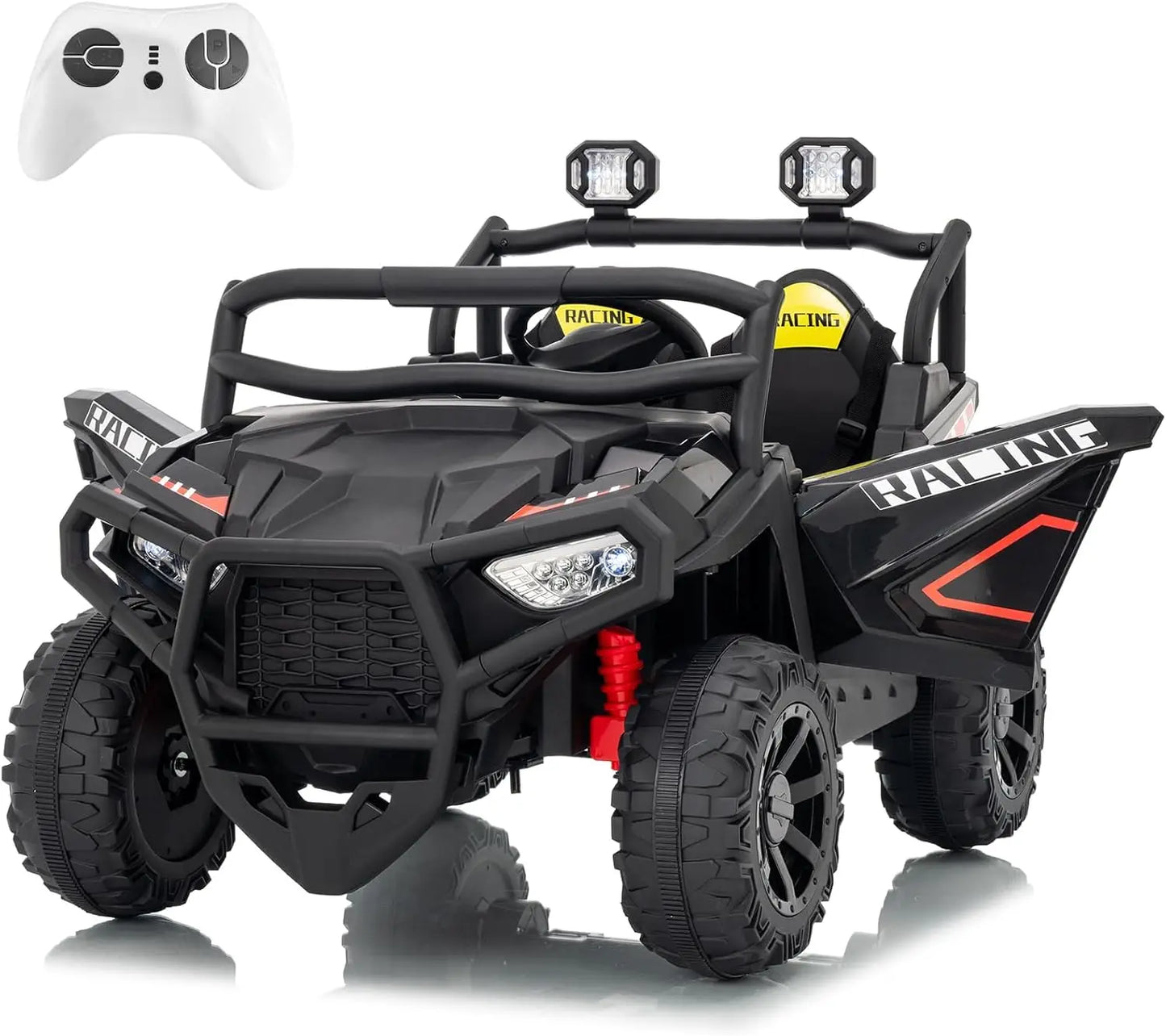24V 2 Seater Ride On Car Electric UTV Car with Remote Control,4-Wheeler Suspension,Soft Start,3 Speeds,Led Lights,Bluetooth,3-8Y