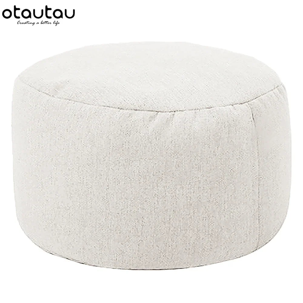 OTAUTAU Linen Bean Bag Chair with Filling Beanbag Pouf Ottoman Footstool Tatami Round Stool Futon Puff Relax Lounge Furniture