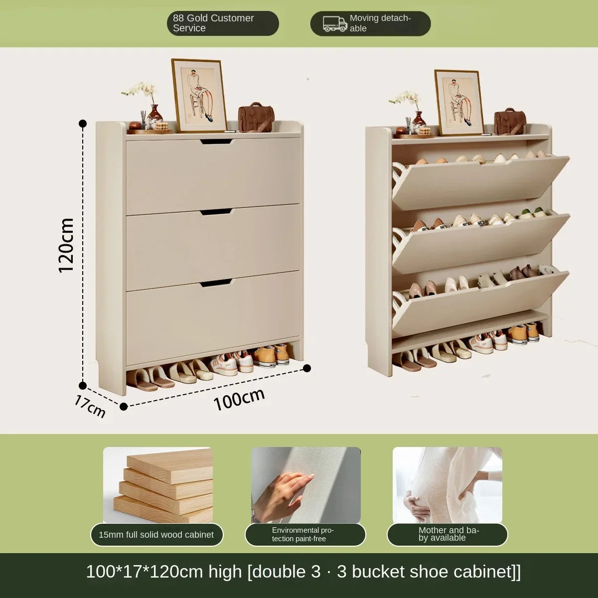 Solid wood ultra-thin flip shoe cabinet, home use, entrance door, foyer storage cabinet, new style wall-mounted shoe rack