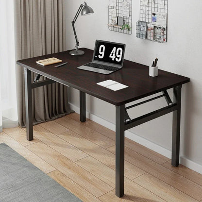 Walnut Rectangular Folding Computer Desk Portable Space Saving Office Study Classroom Training Home Use Household Furniture