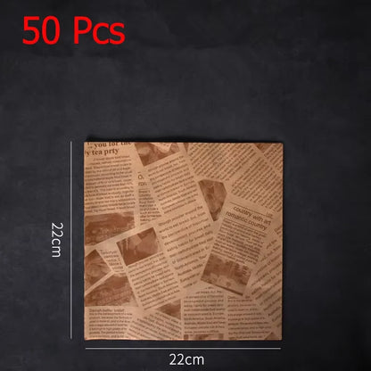 50 Pcs Parchment Paper Sheets Sandwich Wrap Wax Paper Deli Wax Paper Sheets Grease Resistant Tray Basket Liners Newsprint Paper