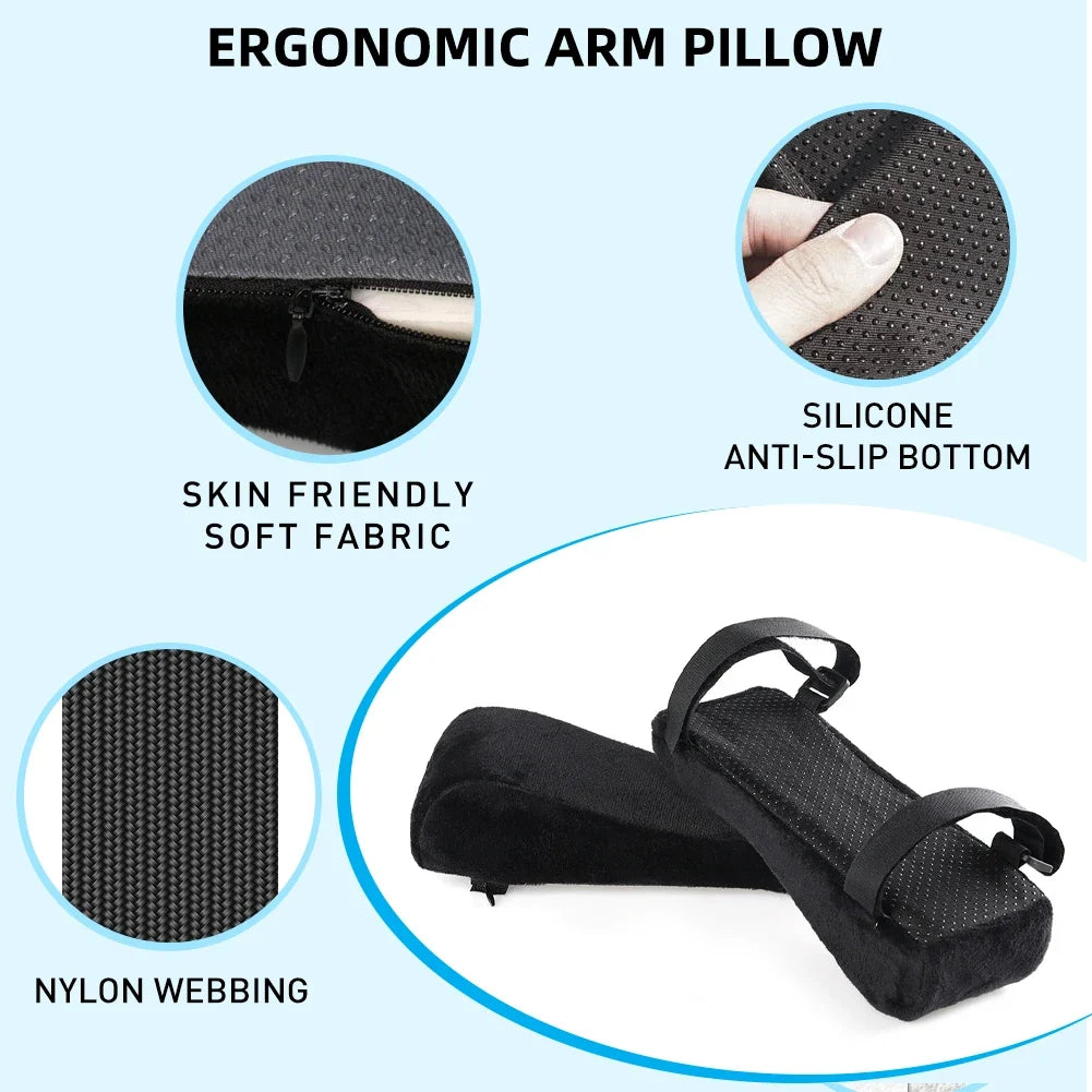 2 pc set of chair armrests for general office use. Ergonomic chair armrests designed to relieve pressure on elbows and forearms
