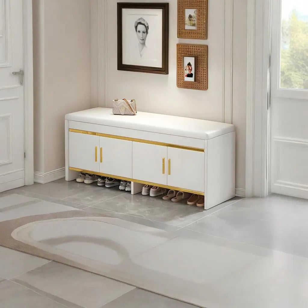 Shoe changing bench household entrance shoe bench can sit on shoe cabinet soft seat integrated storage low cabinet
