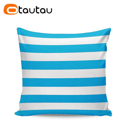 OTAUTAU Outdoor Sofa Cushion Cover Without Filler Swim Pool Beach Throw Pillowcase Soft Waterproof Stripe Oxford Pillow KD021