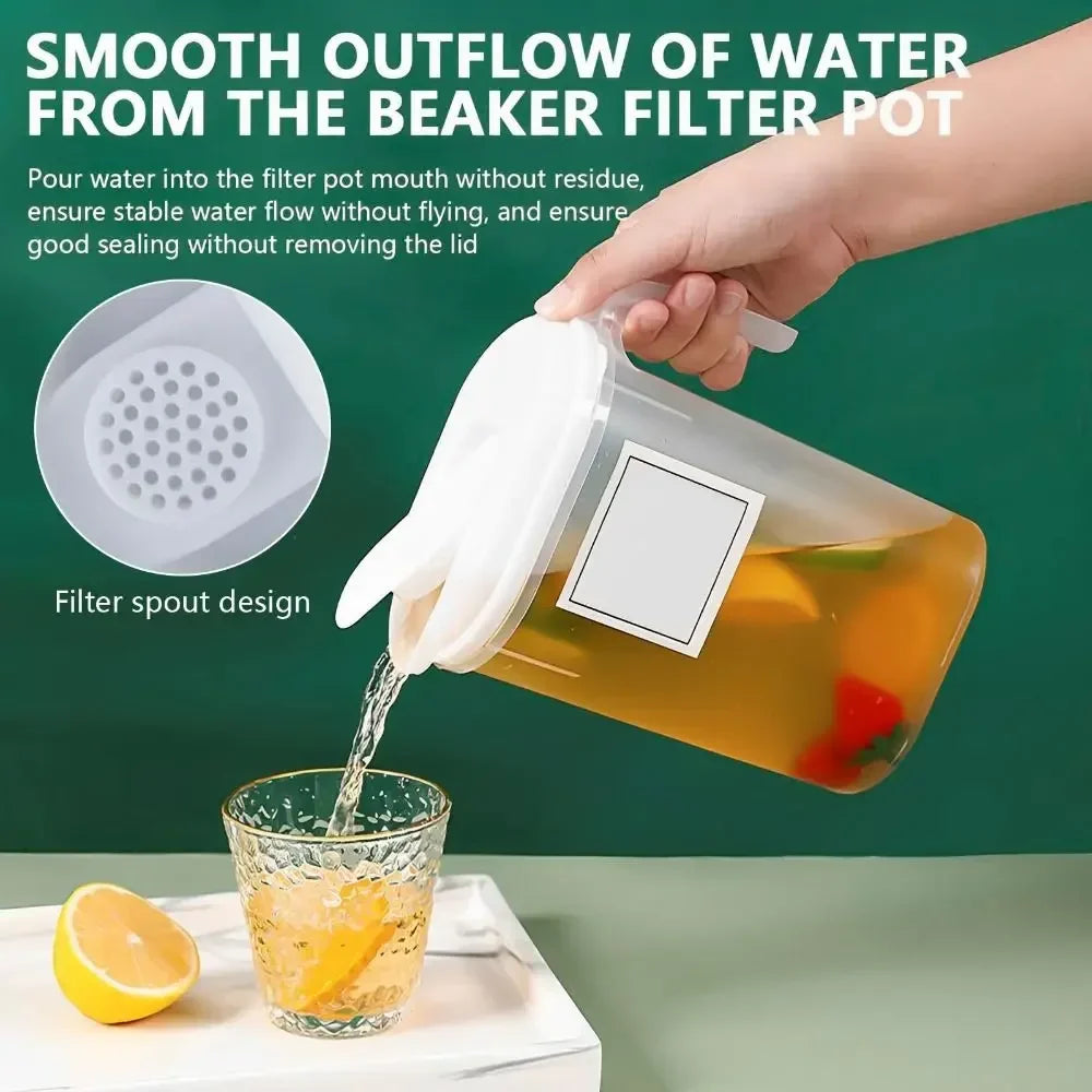 Plastic Fridge Jug with Filter Lid, Plastic Water Pitchers with Handle, Heat Resistant Water Jug, Large Capacity Juice Pitcher
