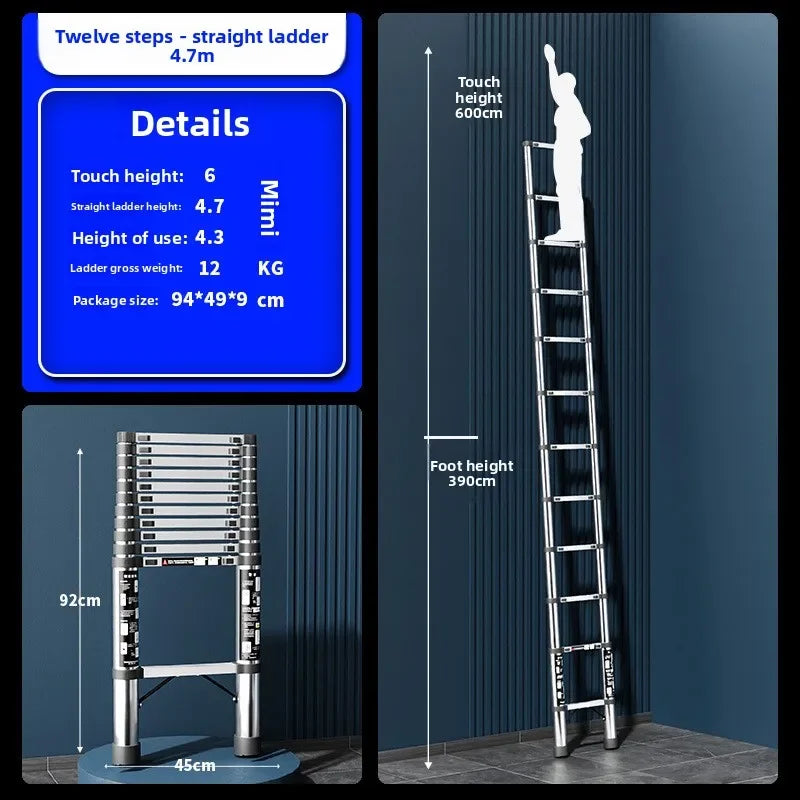 Stainless steel telescopic ladder Multifunctional  herringbone ladder Portable folding ladder Bamboo ladder Lifting ladder