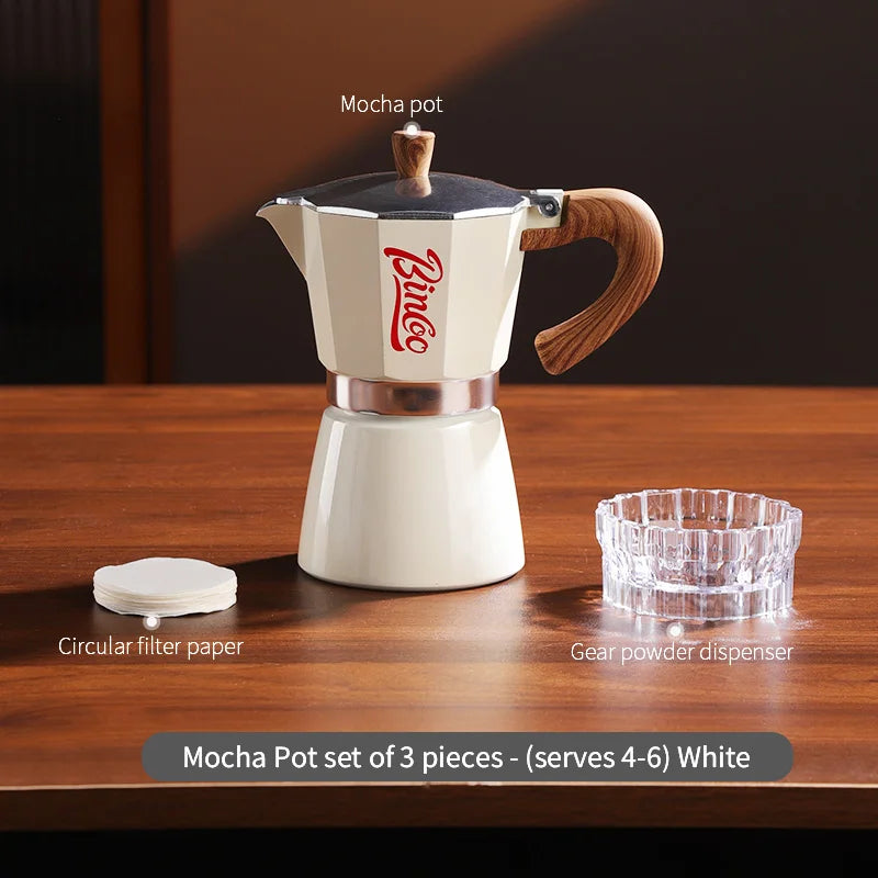 Bincoo Coffee Moka Pot Set with Filter Paper for Home Use Small Espresso Extraction Machine Complete Brewing Kit