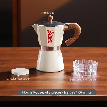 Bincoo Coffee Moka Pot Set with Filter Paper for Home Use Small Espresso Extraction Machine Complete Brewing Kit