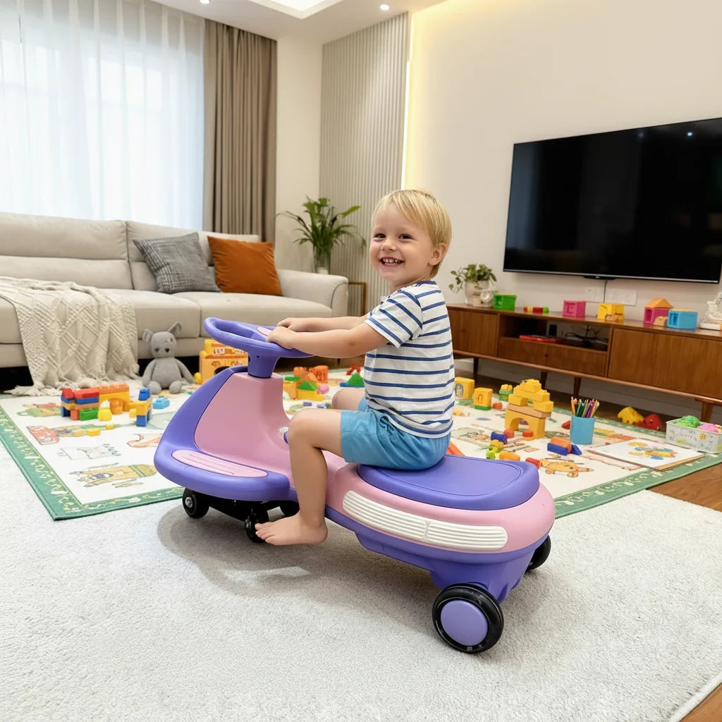 2-In-1  Ride on Wiggle Car, Pedal-Powered Swing Toy with 2 Speeds, Anti-Tipping  Capacity Ideal Present for Birthdays