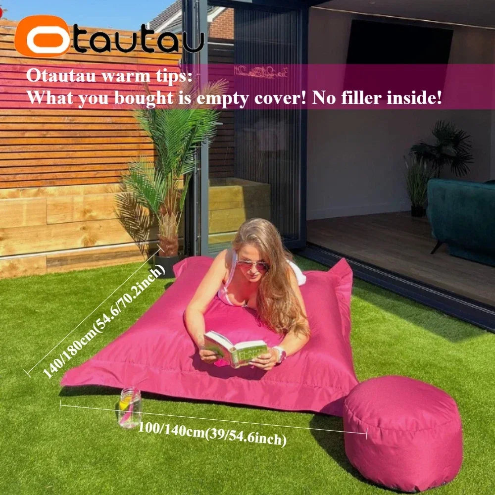 OTAUTAU Outdoor Bean Bag Pillowsac Cover Beach Swim Pool Floats Lounger Bed DD034【No Filler!Need To Buy Filler By Yourself !】